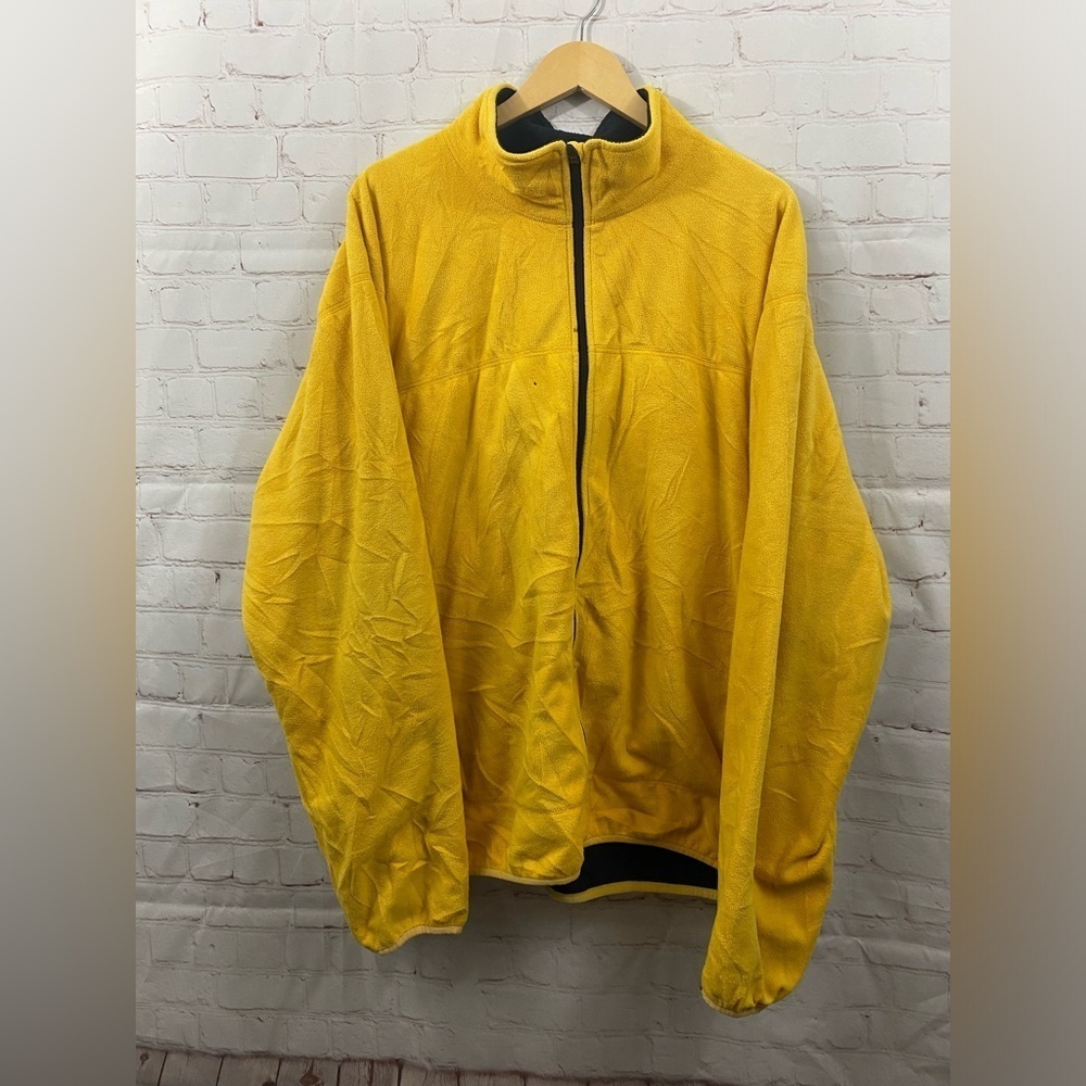 Lands End Fleece Full Zip Jacket Men’s Size XXL 50-52 Regular Yellow Black *READ